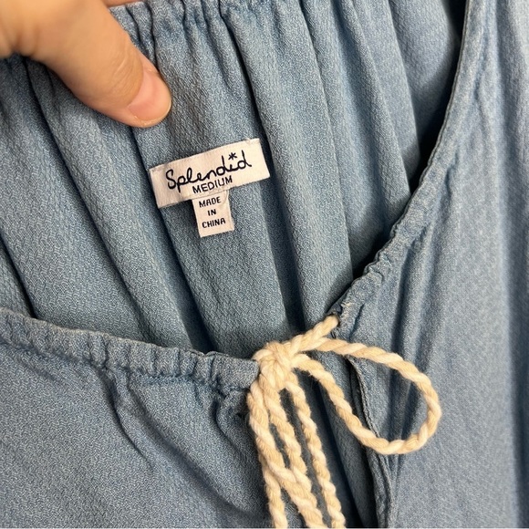 SPLENDID Indigo Dye Crosshatch Sleeveless Romper - Picture 6 of 6